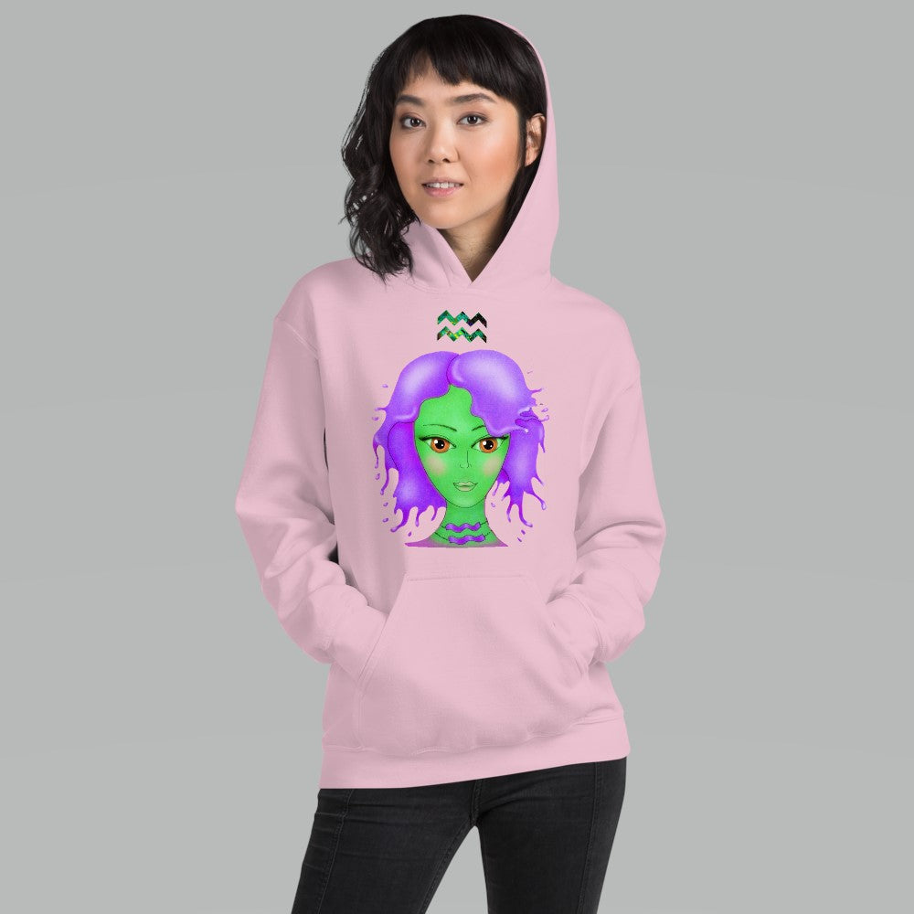 Athletic Casualwear Hoodie for Women- Aquarius Sun Sign. WickedYo.